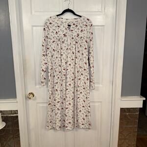 Cardinal Print Knit Velour Long Sleeve Ballet Nightgown Cuddly Soft XL NWT